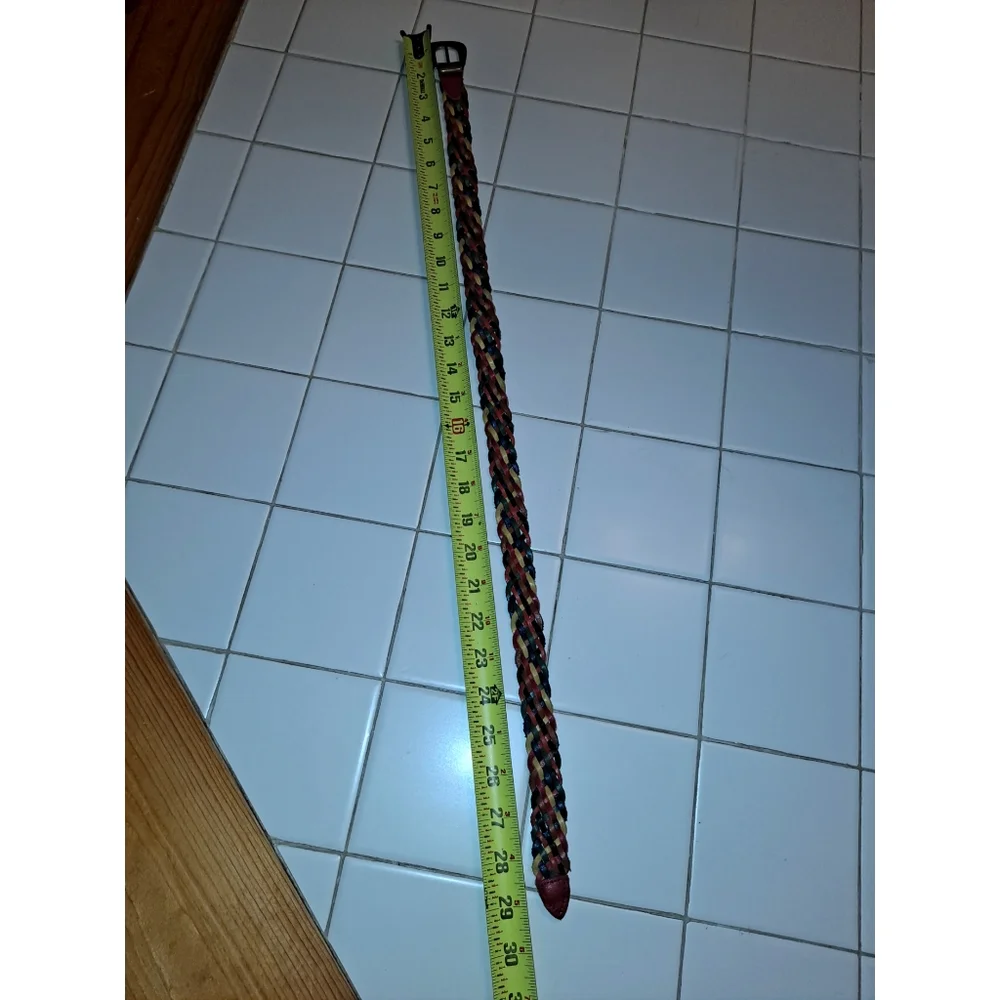 Arizona woven leather belt colorful rainbow gold braided belt size small vintage